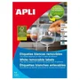 APLI Etiquetas Autoadhesivas Removibles A4 52,5 x 21,2 mm Blanco